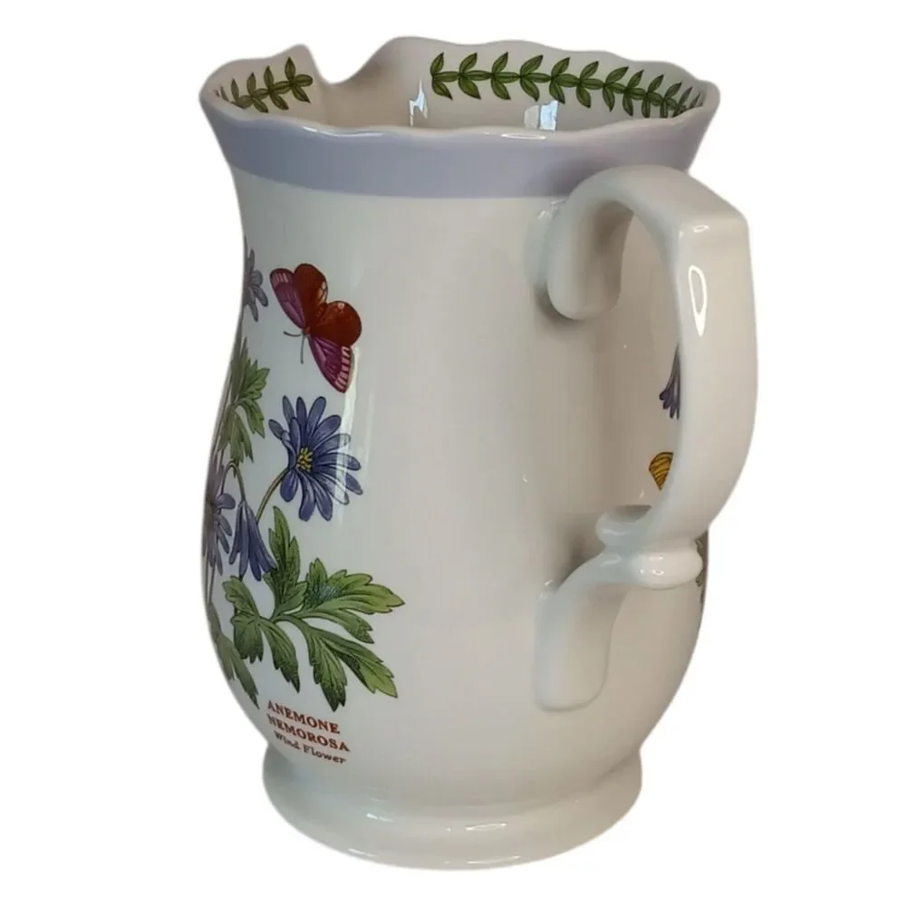 Portmeirion Botanic Garden Pitcher Jug Anemone & Butterfly Design 48 oz 7.5 x 5